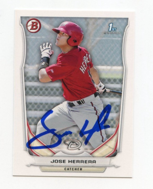 JOSE HERRERA SIGNED AUTOGRAPHED 2014 BOWMAN BASEBALL CARD AUTO