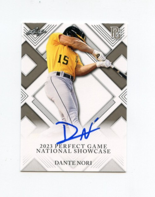 DANTE NORI SIGNED 2023 LEAF PERFECT GAME BASEBALL CARD AUTO