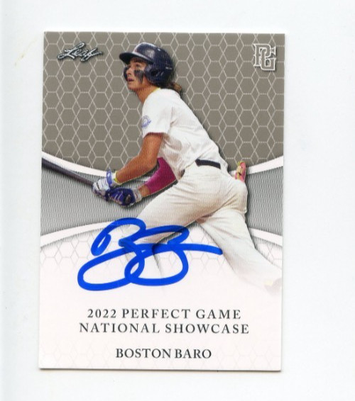 BOSTON BARO SIGNED 2022 LEAF PERFECT GAME BASEBALL CARD AUTO