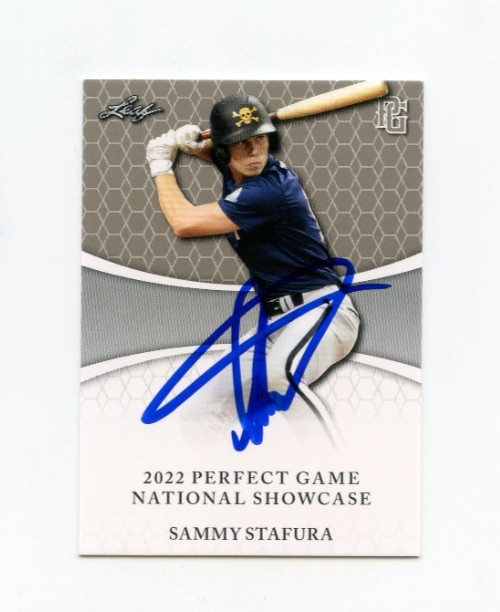 SAMMY STAFURA SIGNED 2022 LEAF PERFECT GAME BASEBALL CARD AUTO