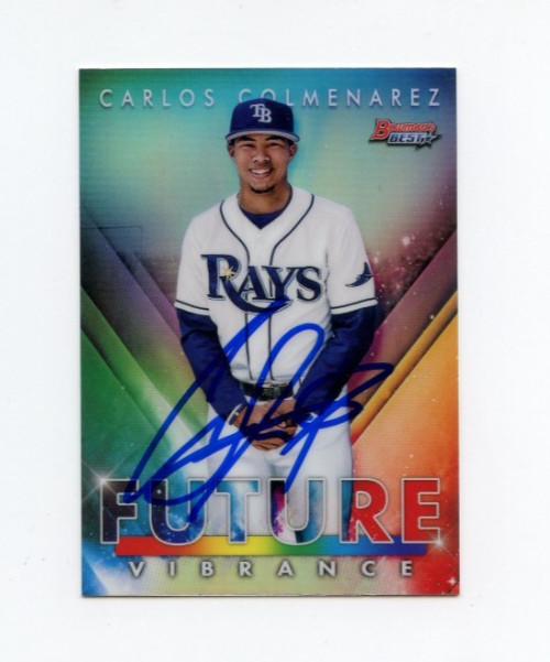 CARLOS COLMENAREZ SIGNED 2021 BOWMAN'S BEST FUTURE VIBRANCE BASEBALL CARD AUTO