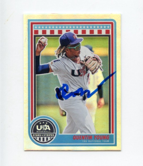 QUENTIN YOUNG SIGNED 2025 USA BASEBALL STARS & STRIPES CARD AUTO