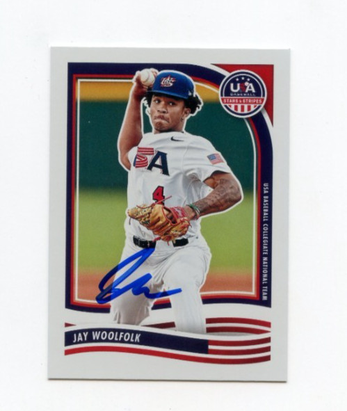 JAY WOOLFOLK SIGNED 2024 USA BASEBALL STARS & STRIPES CARD AUTO