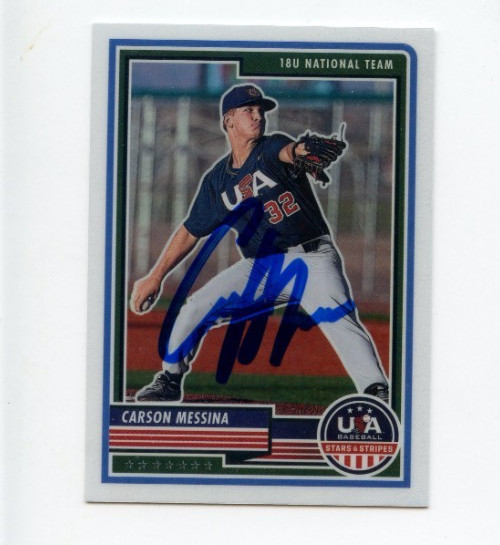CARSON MESSINA SIGNED 2023 USA BASEBALL STARS & STRIPES CARD AUTO