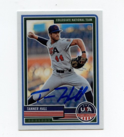 TANNER HALL SIGNED 2023 USA BASEBALL STARS & STRIPES CARD AUTO