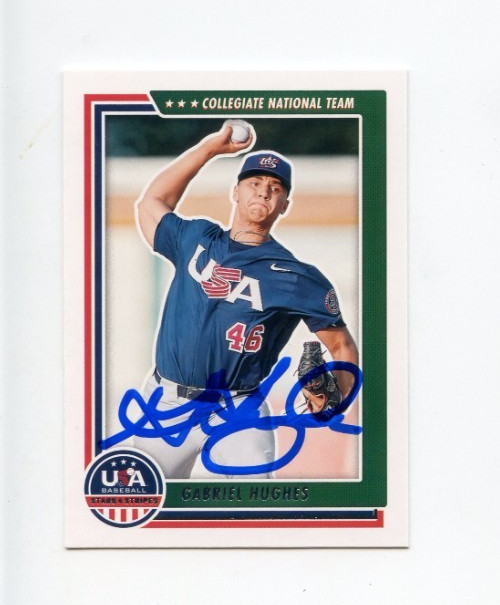 GABRIEL HUGHES SIGNED 2022 USA BASEBALL STARS & STRIPES CARD AUTO