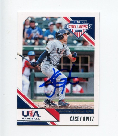 CASEY OPITZ SIGNED 2020 USA BASEBALL STARS & STRIPES CARD AUTO