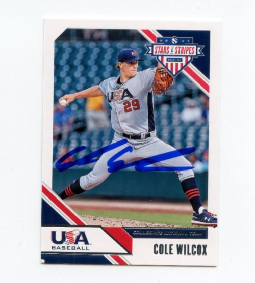 COLE WILCOX SIGNED 2020 USA BASEBALL STARS & STRIPES CARD AUTO