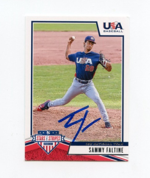 TREY SAMMY FALTINE SIGNED 2019 USA BASEBALL STARS & STRIPES CARD AUTO