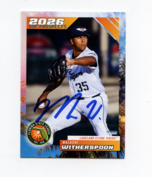 MALACHI WITHERSPOON SIGNED 2026 FLORIDA STATE LEAGUE TOP PROSPECT CARD AUTO