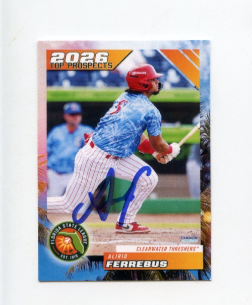 ALIRIO FERREBUS SIGNED 2026 FLORIDA STATE LEAGUE TOP PROSPECT CARD AUTO