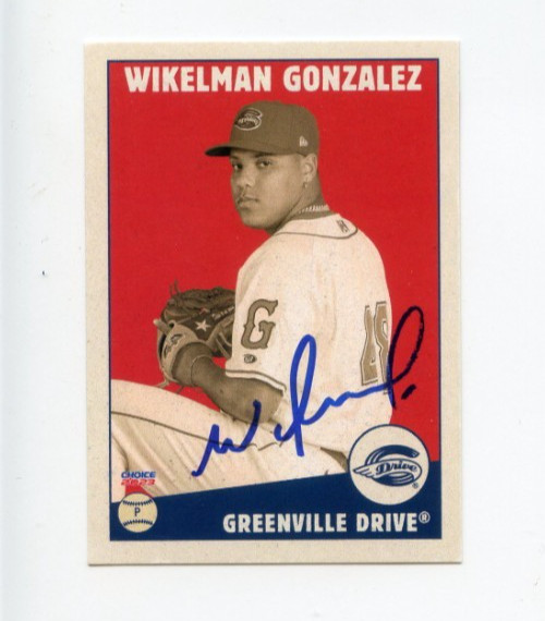 WIKELMAN GONZALEZ SIGNED 2023 GREENVILLE DRIVE BASEBALL CARD AUTO