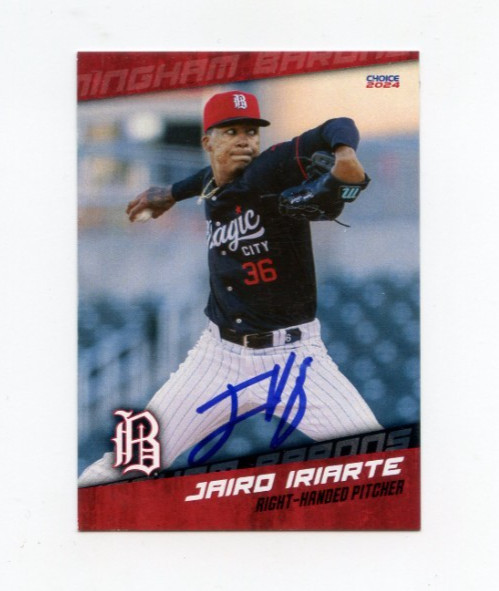 JAIRO IRIARTE SIGNED 2024 BIRMINGHAM BARONS BASEBALL CARD AUTO