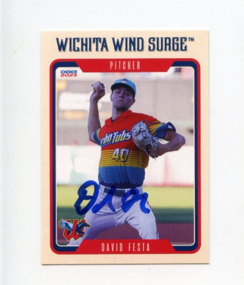 DAVID FESTA SIGNED 2023 WICHITA WIND SURGE BASEBALL CARD AUTO