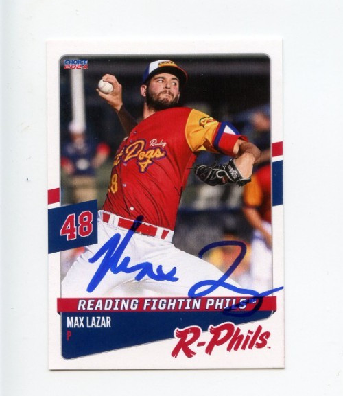 MAX LAZAR SIGNED 2024 READING PHILLIES BASEBALL CARD AUTO