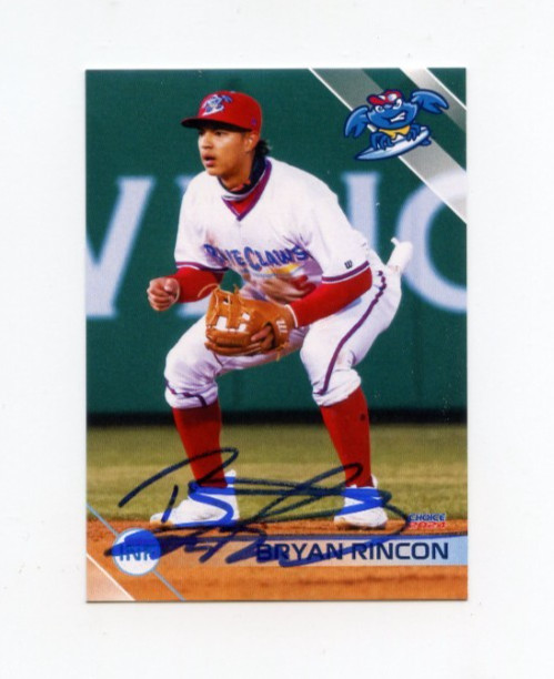 BRYAN RINCON SIGNED 2024 JERSEY SHORE BLUECLAWS BASEBALL CARD AUTO