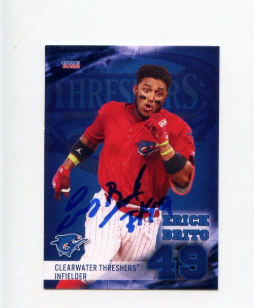 ERICK BRITO SIGNED 2022 CLEARWATER THRESHERS BASEBALL CARD AUTO