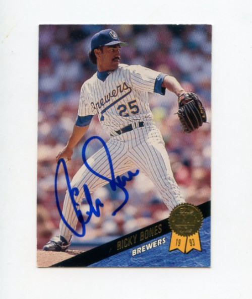 RICKY BONES SIGNED 1993 LEAF BASEBALL CARD AUTO