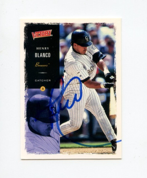 HENRY BLANCO SIGNED 2000 UPPER DECK VICTORY BASEBALL CARD AUTO