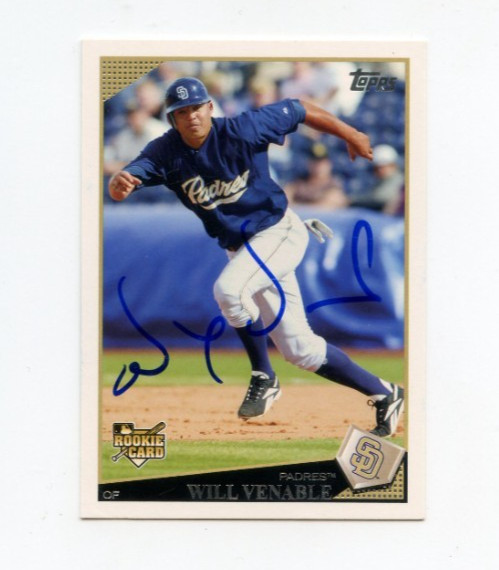 WILL VENABLE SIGNED 2009 TOPPS BASEBALL CARD AUTO