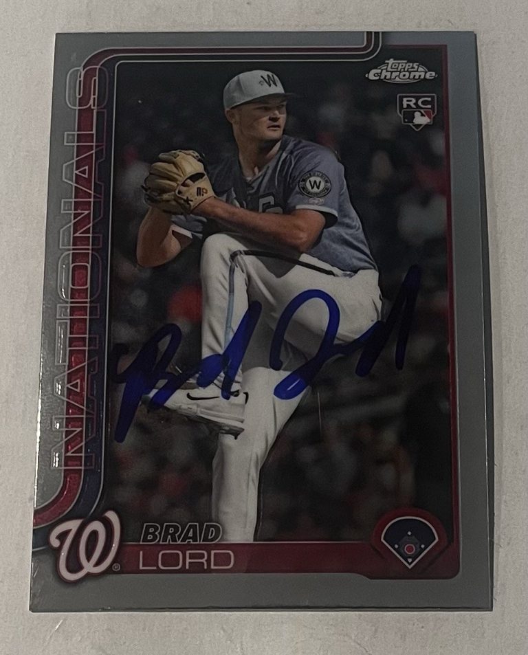 BRAD LORD SIGNED 2025 TOPPS CHROME BASEBALL CARD AUTO