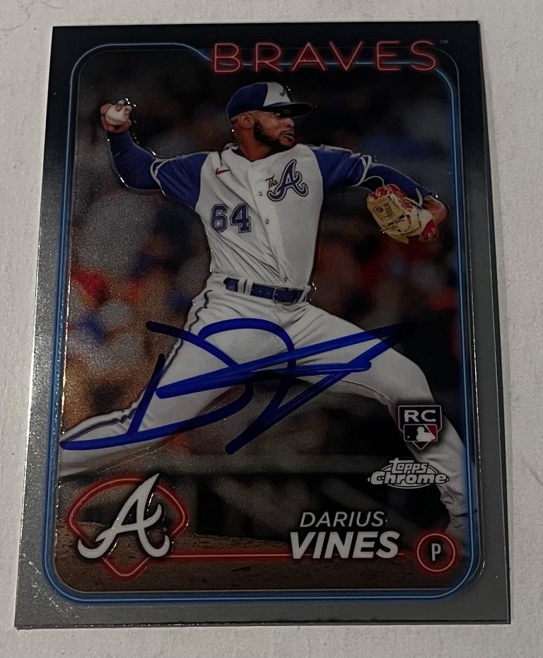 DARIUS VINES SIGNED 2024 TOPPS CHROME BASEBALL CARD AUTO