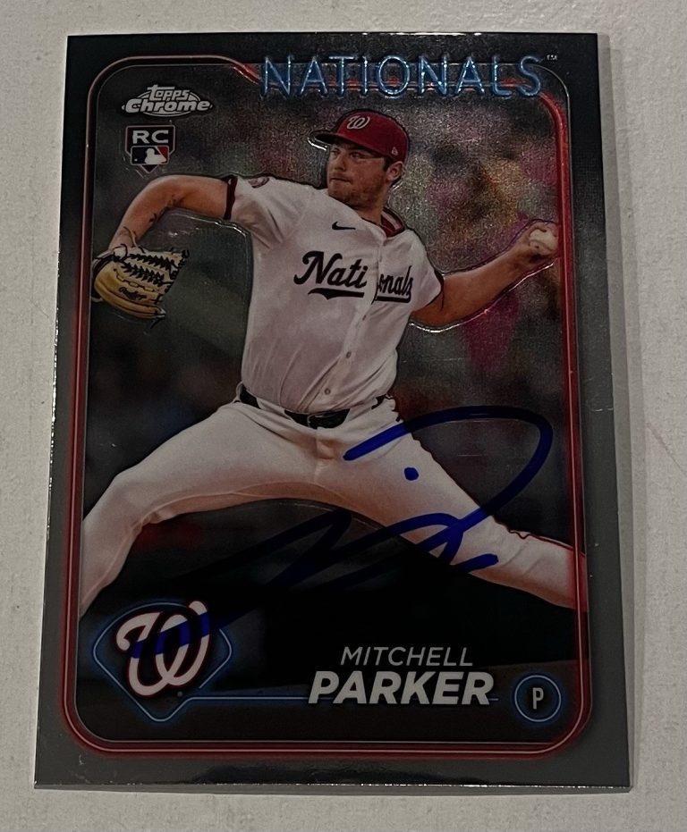 MITCHELL PARKER SIGNED 2024 TOPPS CHROME BASEBALL CARD AUTO