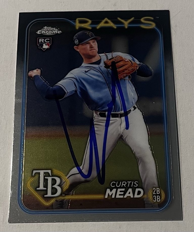 CURTIS MEAD SIGNED 2024 TOPPS CHROME BASEBALL CARD AUTO