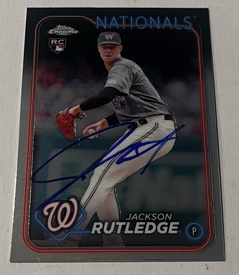 JACKSON RUTLEDGE SIGNED 2024 TOPPS CHROME BASEBALL CARD AUTO