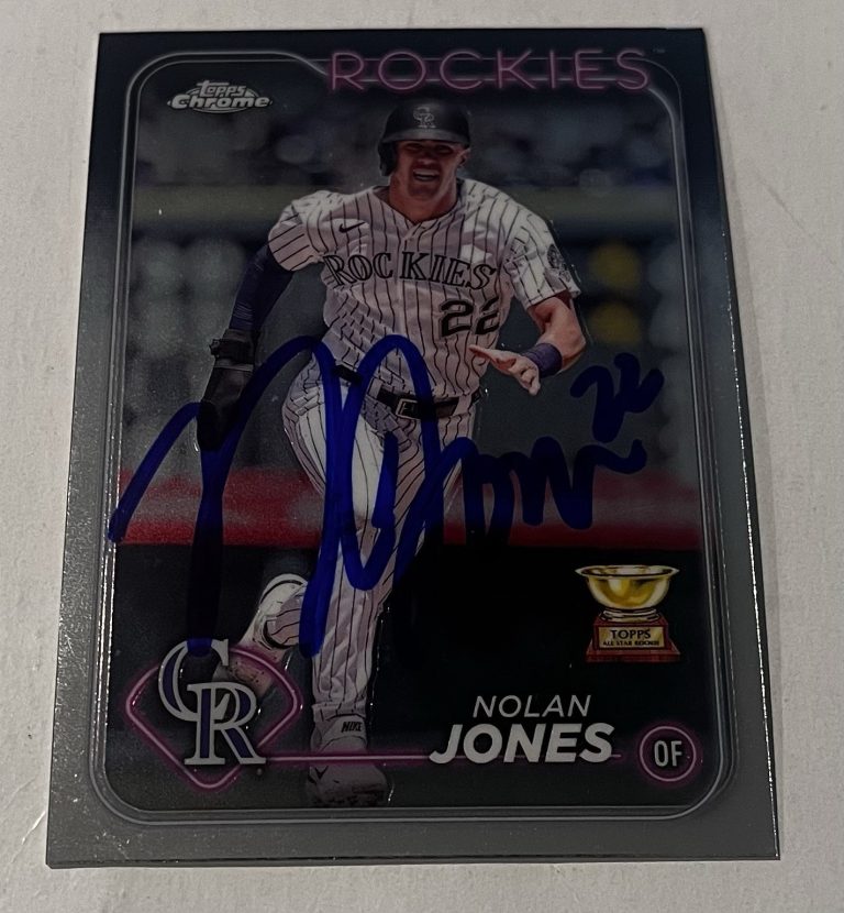 NOLAN JONES SIGNED 2024 TOPPS CHROME BASEBALL CARD AUTO