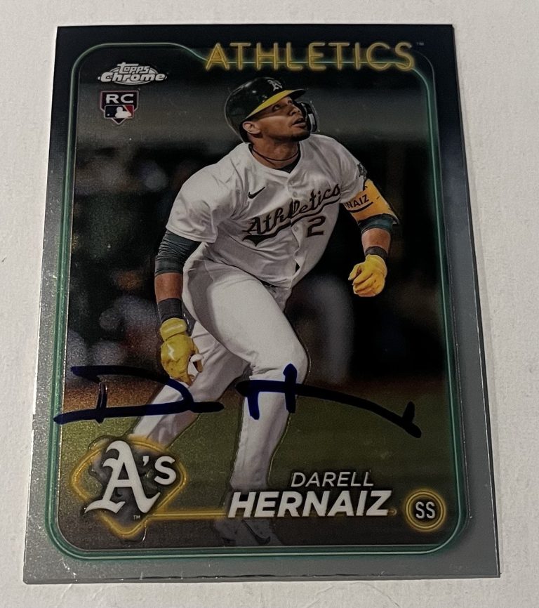 DARELL HERNAIZ SIGNED 2024 TOPPS CHROME BASEBALL CARD AUTO