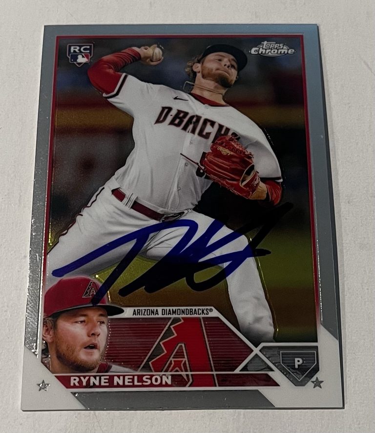 RYNE NELSON SIGNED 2023 TOPPS CHROME BASEBALL CARD DIAMONDBACKS AUTO