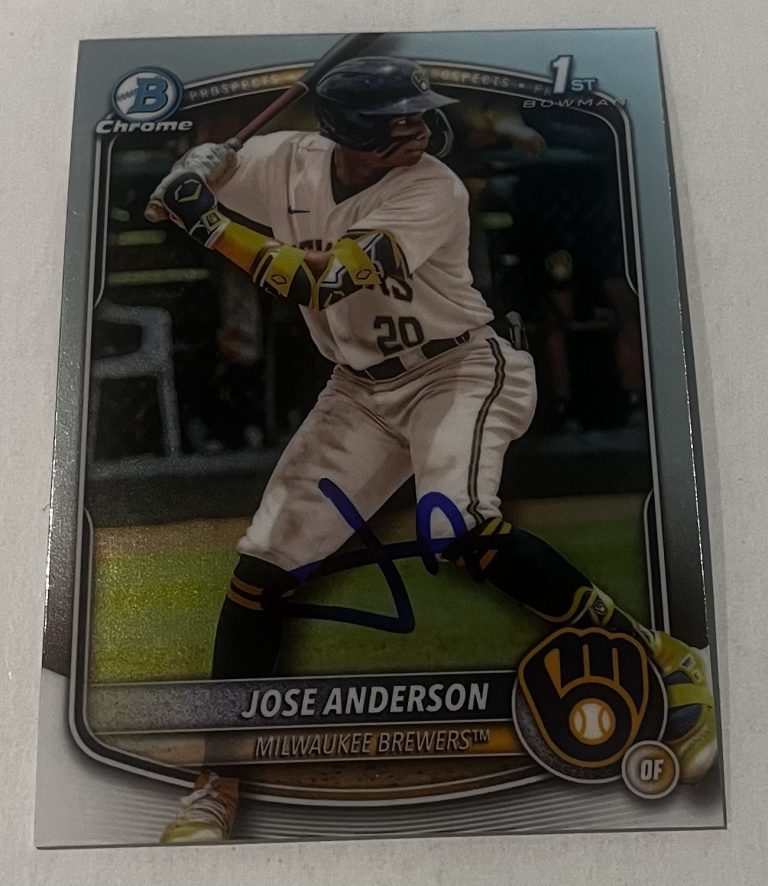 JOSE ANDERSON SIGNED 2025 BOWMAN CHROME PROSPECT BASEBALL CARD AUTO