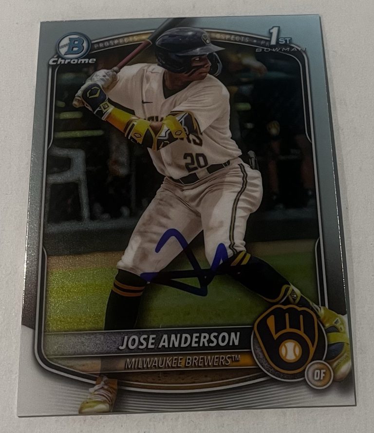 JOSE ANDERSON SIGNED 2025 BOWMAN CHROME PROSPECT BASEBALL CARD AUTO