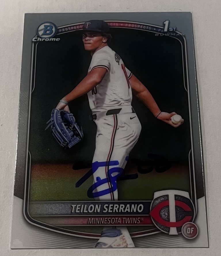 TEILON SERRANO SIGNED 2025 BOWMAN CHROME PROSPECT BASEBALL CARD AUTO