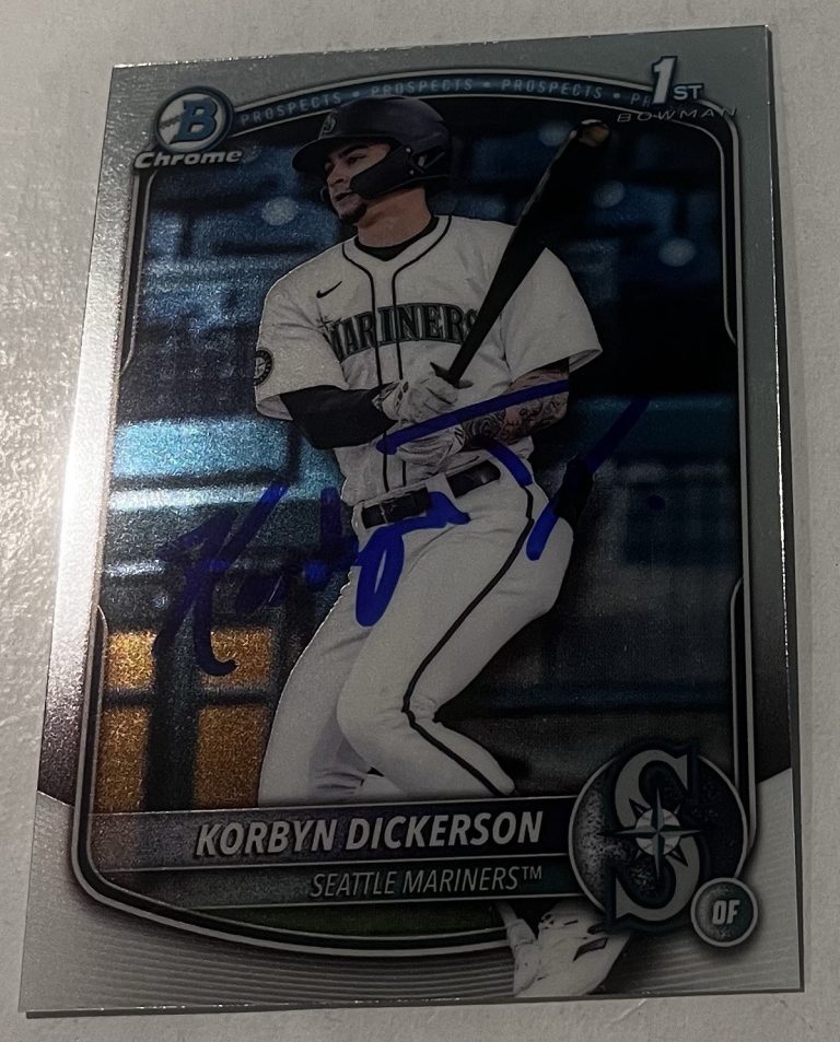 KORBYN DICKERSON SIGNED 2025 BOWMAN CHROME DRAFT PROSPECT BASEBALL CARD AUTO
