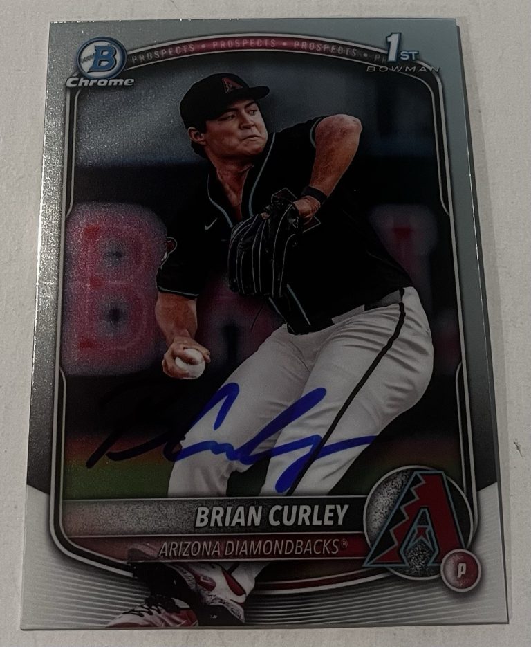 BRIAN CURLEY SIGNED 2025 BOWMAN CHROME DRAFT PROSPECT BASEBALL CARD AUTO