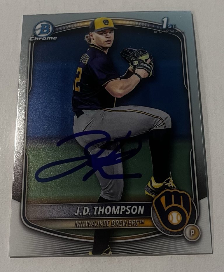 JD THOMPSON SIGNED 2025 BOWMAN CHROME DRAFT PROSPECT BASEBALL CARD AUTO