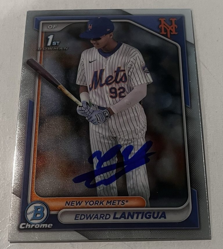EDWARD LANTIGUA SIGNED 2024 BOWMAN CHROME PROSPECT BASEBALL CARD AUTO