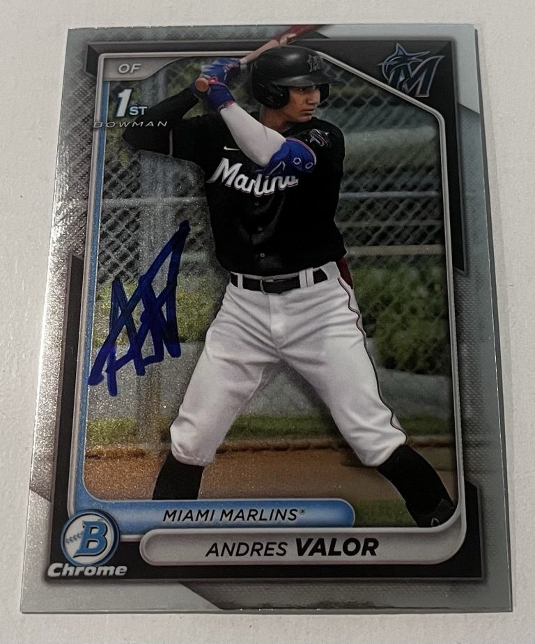 ANDREW VALOR SIGNED 2024 BOWMAN CHROME PROSPECT BASEBALL CARD AUTO