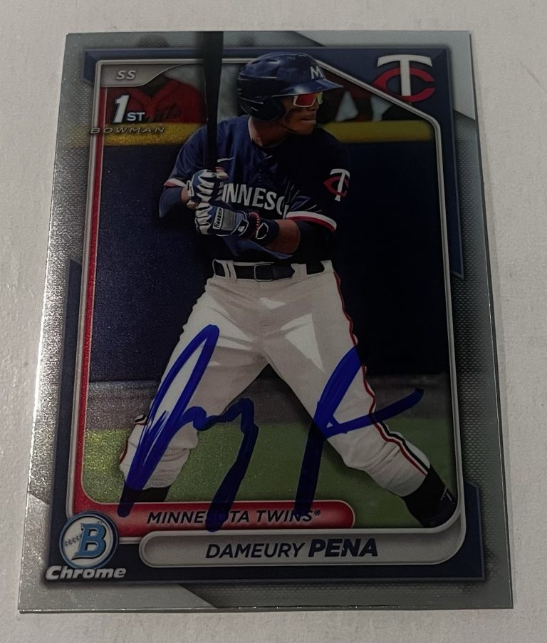 DAMEURY PENA SIGNED 2024 BOWMAN CHROME PROSPECT BASEBALL CARD AUTO