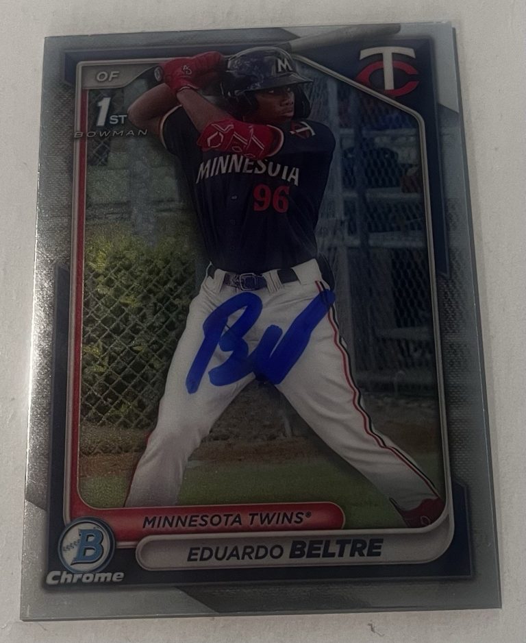 EDUARDO BELTRE SIGNED 2024 BOWMAN CHROME PROSPECT BASEBALL CARD AUTO