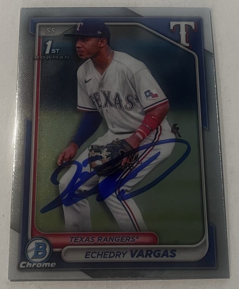 ECHEDRY VARGAS SIGNED 2024 BOWMAN CHROME PROSPECT BASEBALL CARD AUTO