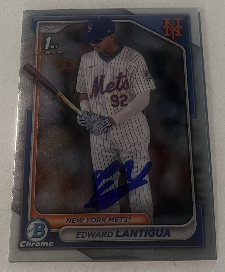 EDWARD LANTIGUA SIGNED 2024 BOWMAN CHROME PROSPECT BASEBALL CARD AUTO
