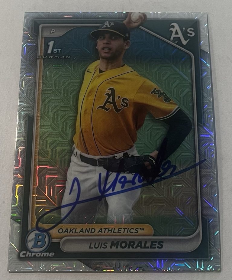 LUIS MORALES SIGNED 2024 BOWMAN CHROME PROSPECT BASEBALL CARD AUTO