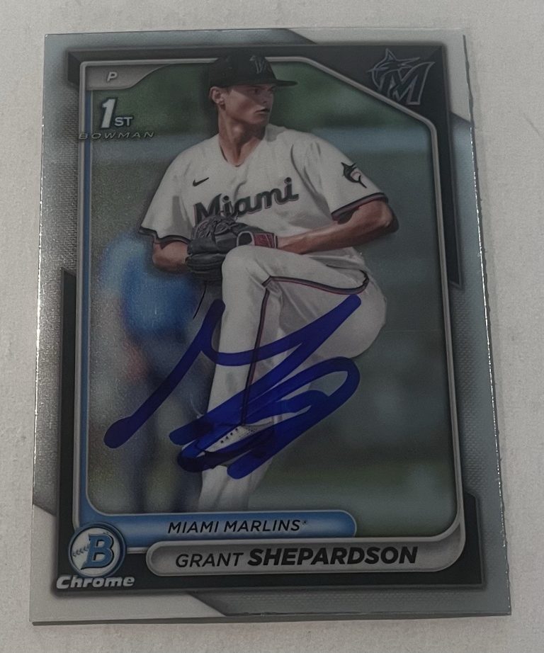 GRANT SHEPARDSON SIGNED 2024 BOWMAN DRAFT CHROME PROSPECT BASEBALL CARD AUTO