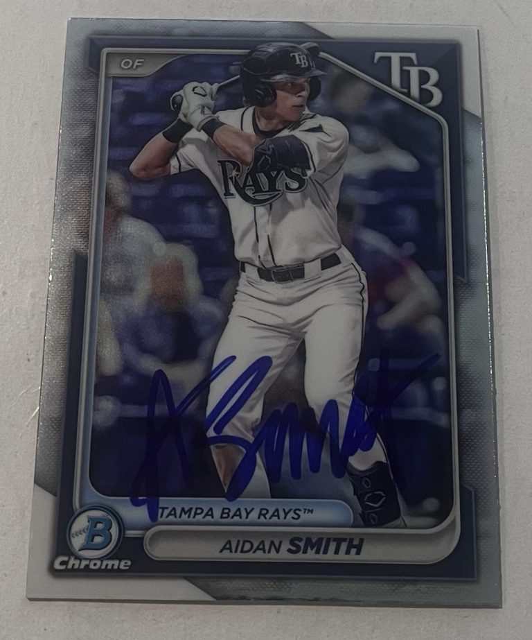 AIDAN SMITH SIGNED 2024 BOWMAN DRAFT CHROME PROSPECT BASEBALL CARD AUTO