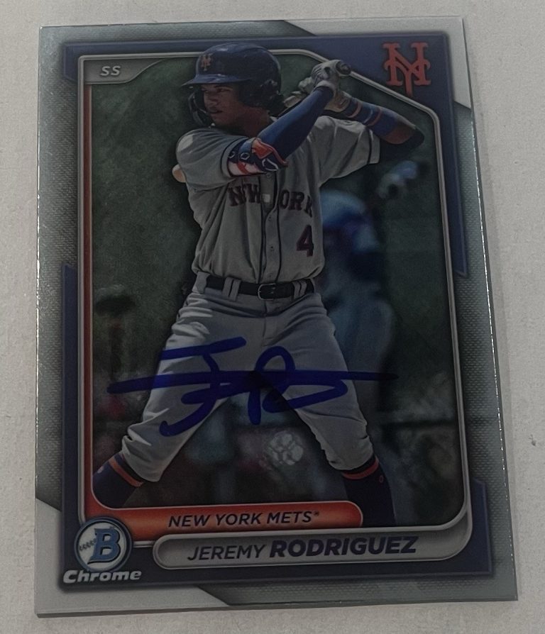 JEREMY RODRIGUEZ SIGNED 2024 BOWMAN DRAFT CHROME PROSPECT BASEBALL CARD AUTO