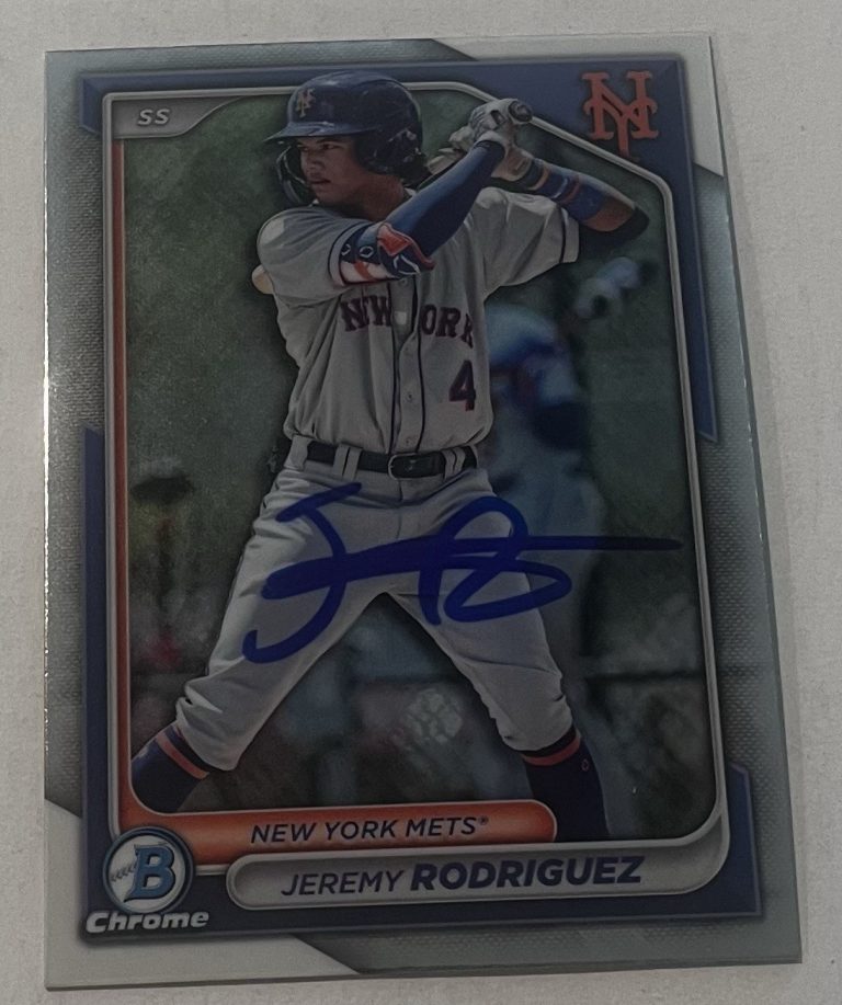 JEREMY RODRIGUEZ SIGNED 2024 BOWMAN DRAFT CHROME PROSPECT BASEBALL CARD AUTO
