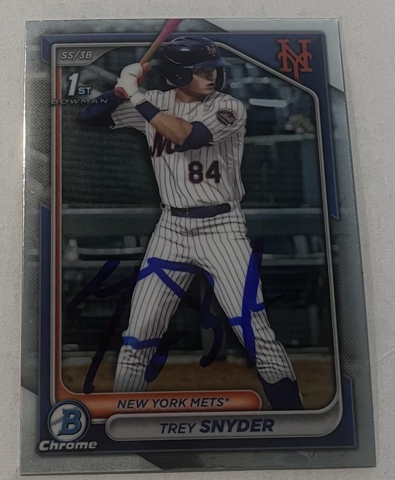TREY SNYDER SIGNED 2024 BOWMAN DRAFT CHROME PROSPECT BASEBALL CARD AUTO